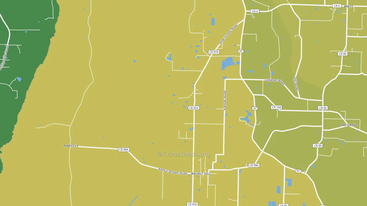 Walnut Hill, FL Map of Assault Rates