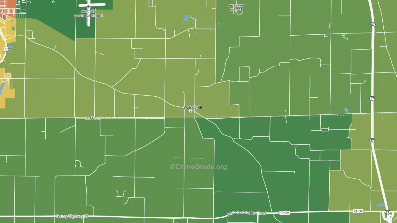 Walnut Hill, IL Map of Assault Rates