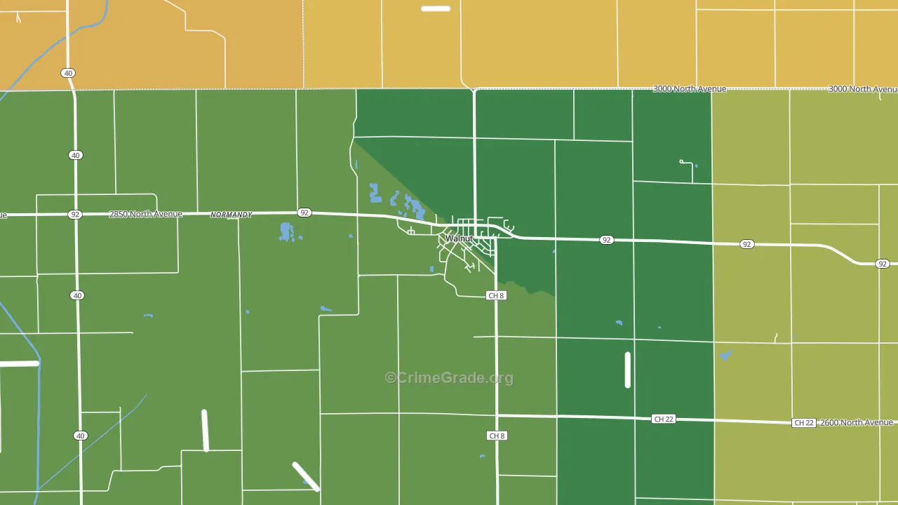 Walnut, IL Map of Assault Rates