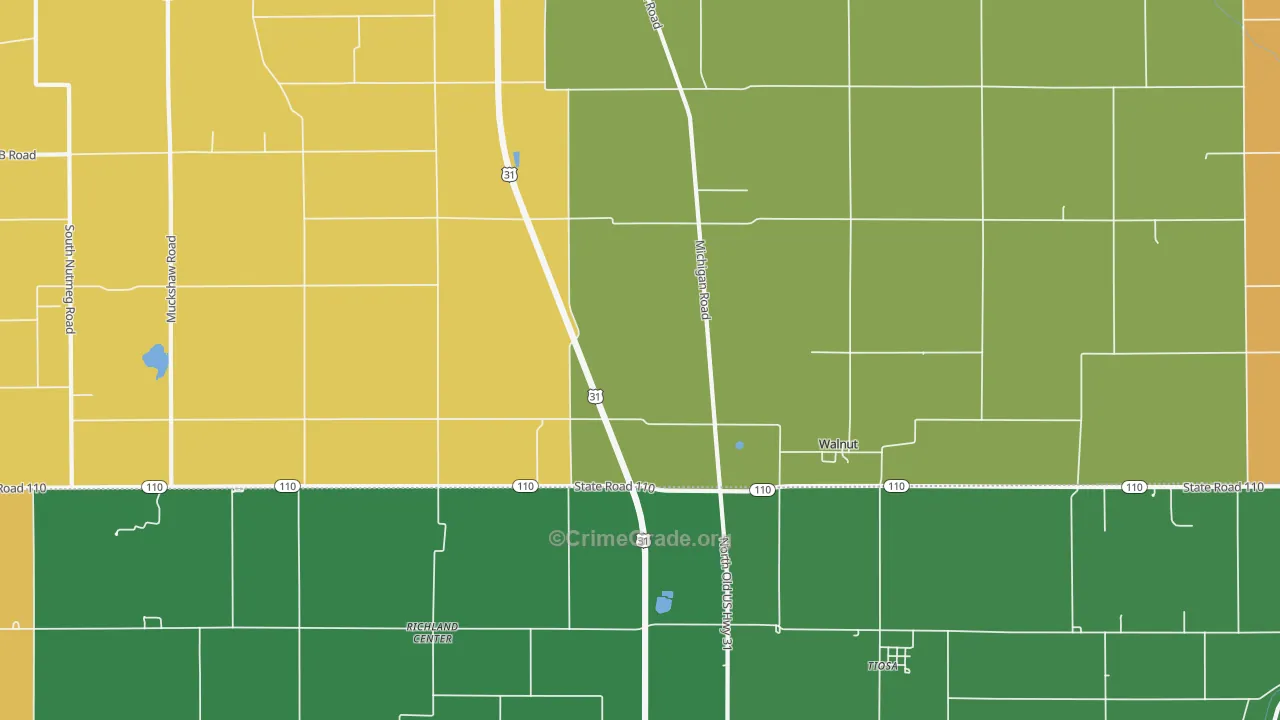 Walnut, IN Map of Assault Rates