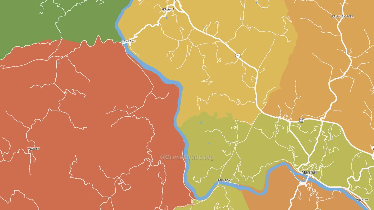 Walnut, NC Map of Assault Rates