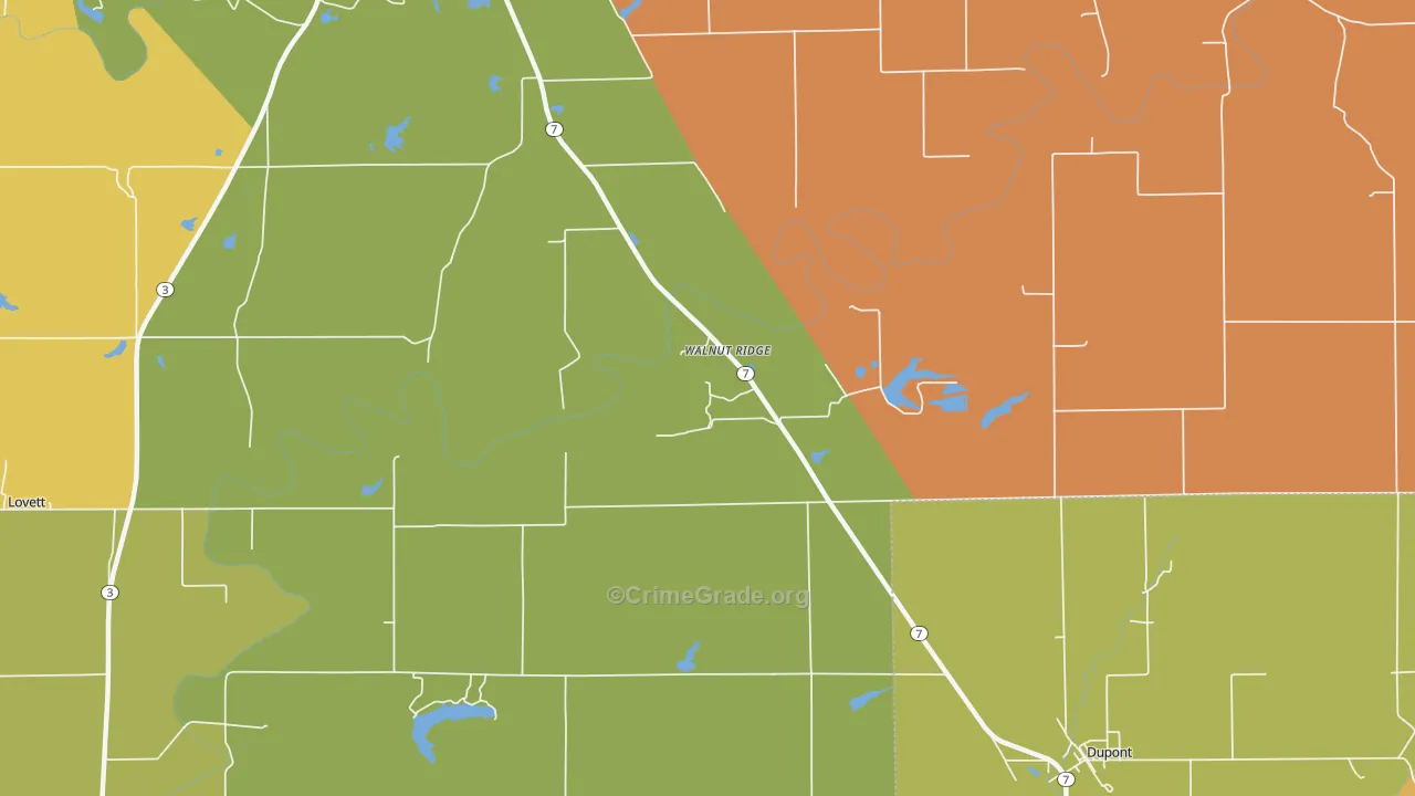Walnut Ridge, IN Map of Assault Rates