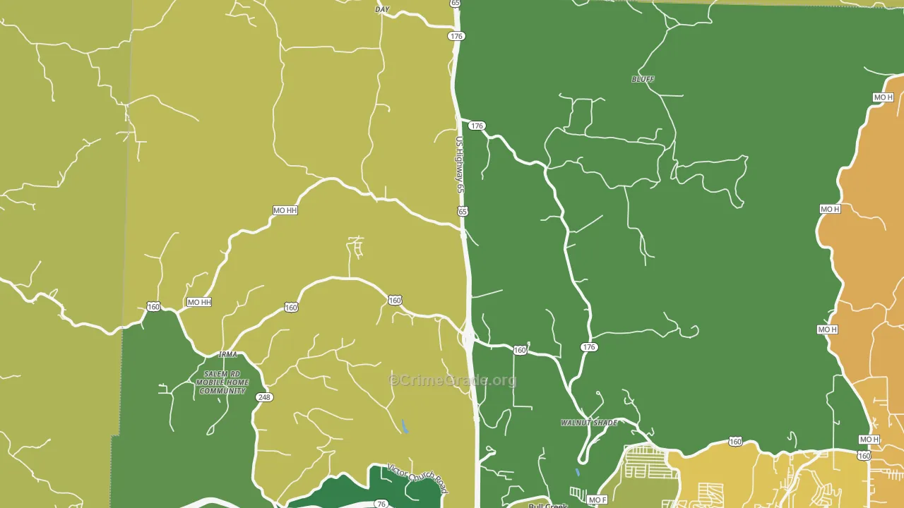 Walnut Shade, MO Map of Assault Rates