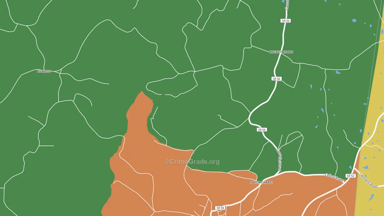 Walnut Shade, TN Map of Assault Rates