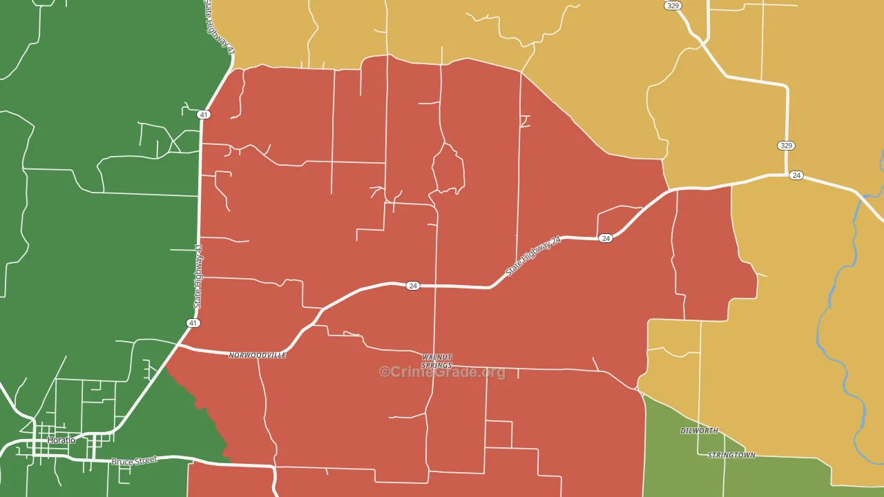 Walnut Springs, AR Map of Assault Rates