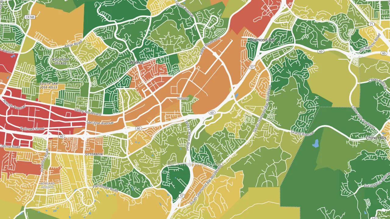 Walnut Valley, Diamond Bar, CA Map of Assault Rates
