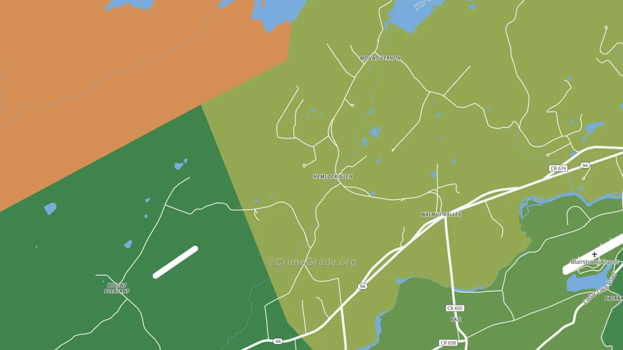 Walnut Valley, NJ Map of Assault Rates