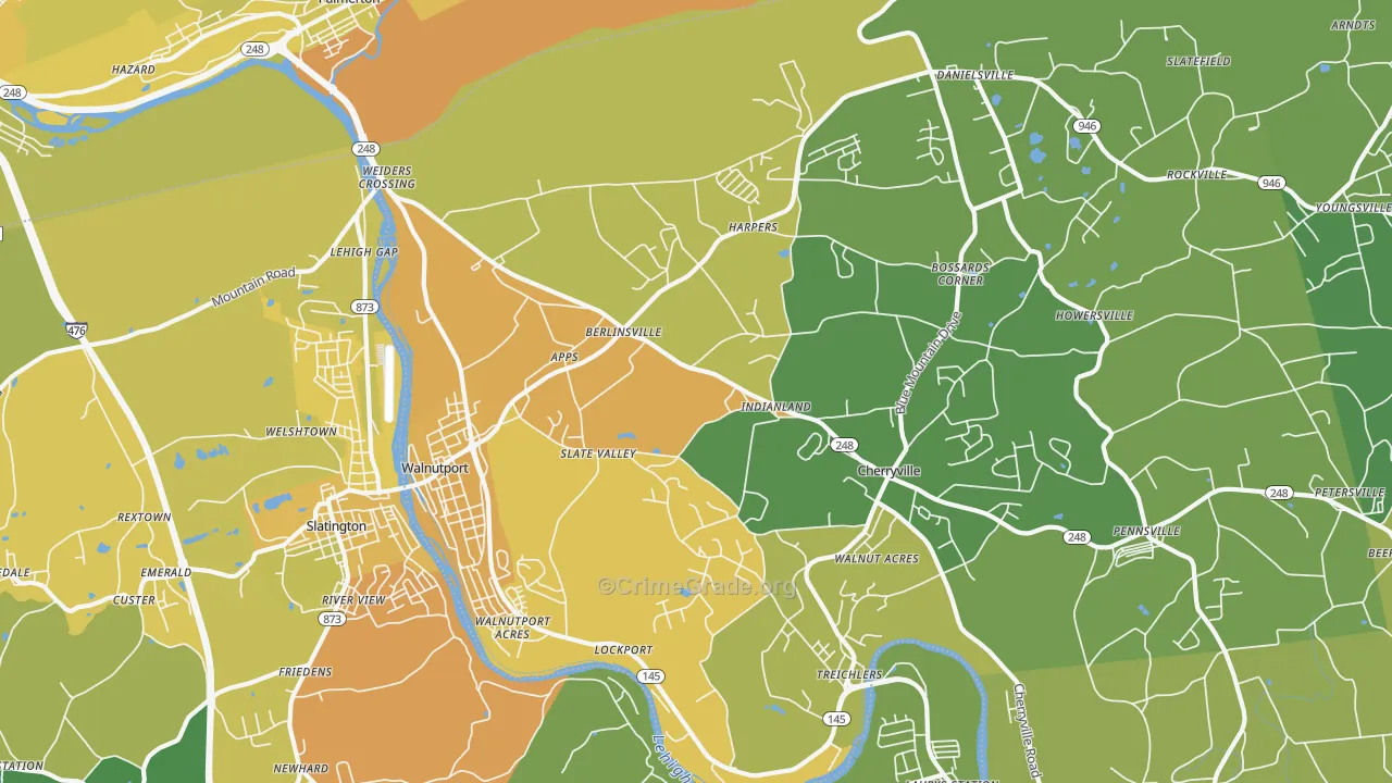 Walnutport, PA Map of Assault Rates