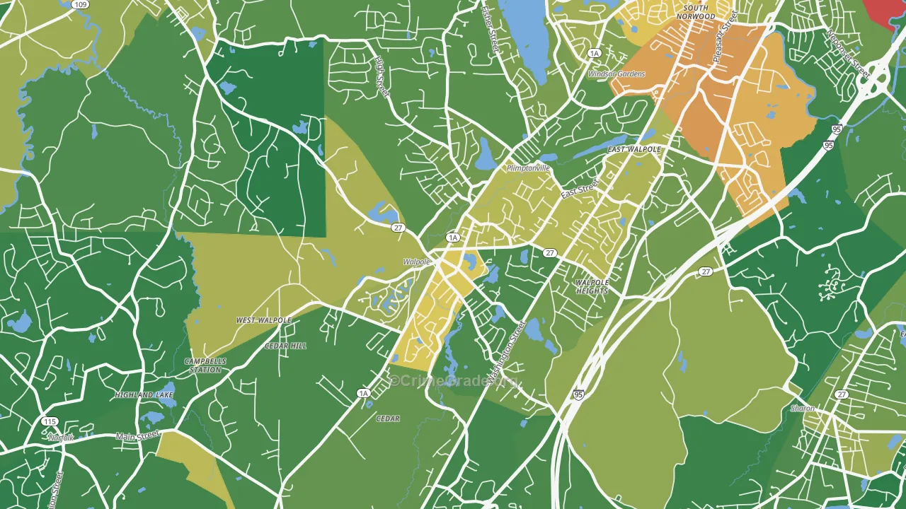 Walpole, MA Map of Assault Rates
