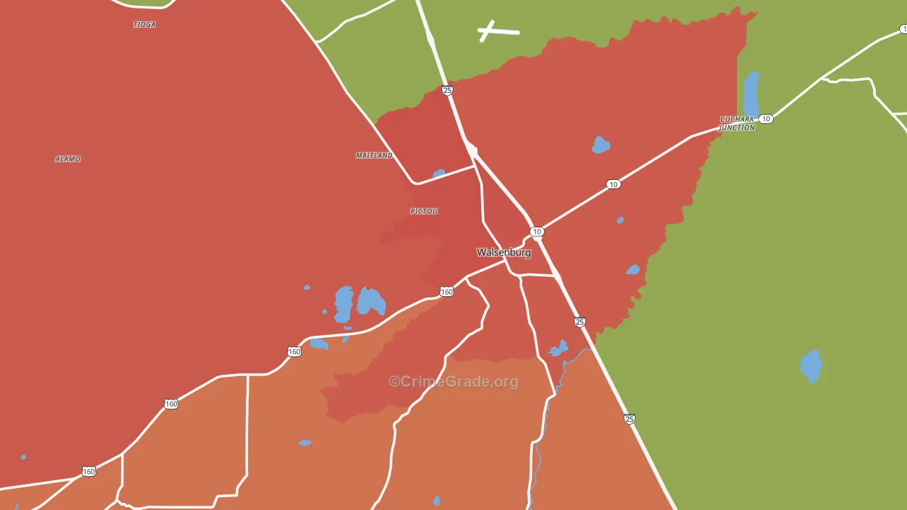 Walsenburg, CO Map of Assault Rates