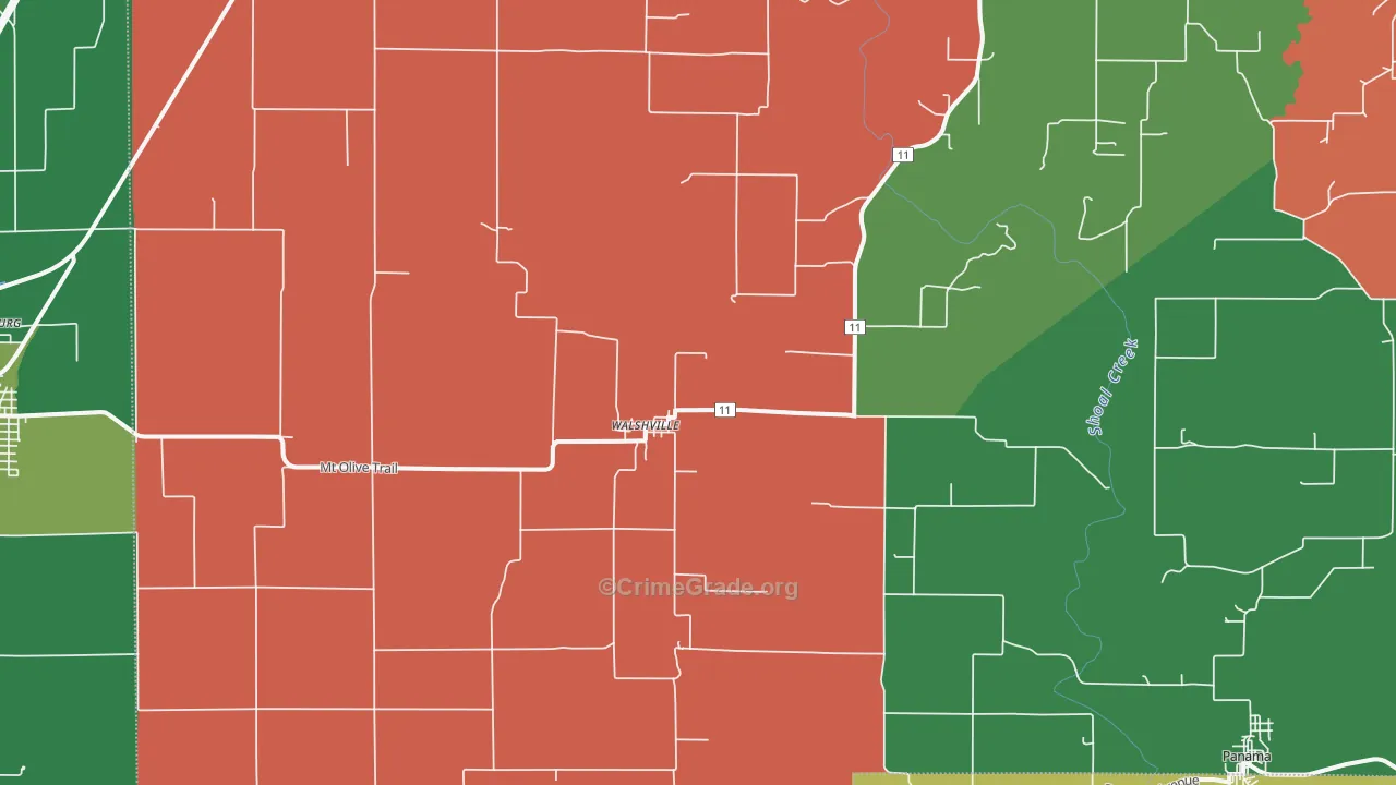 Walshville, IL Map of Assault Rates