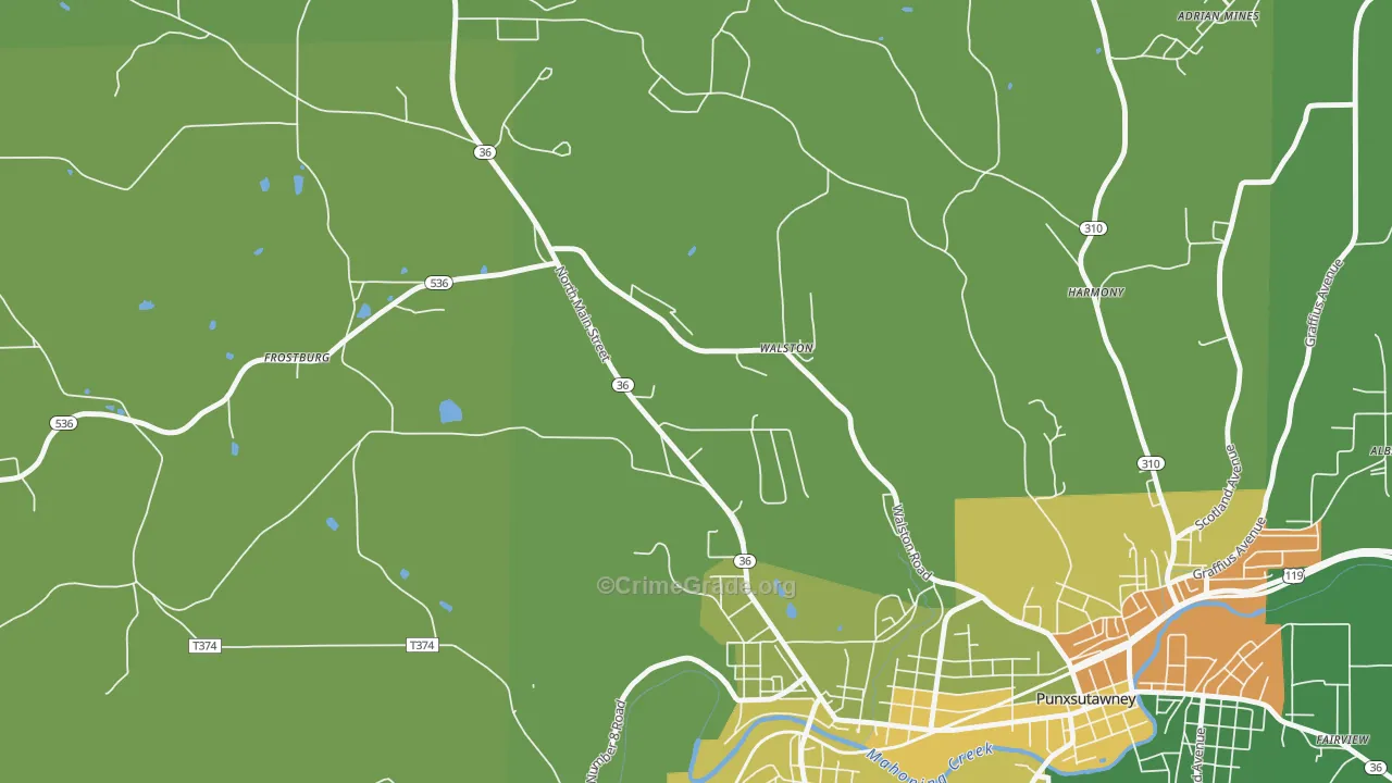 Walston, PA Map of Assault Rates
