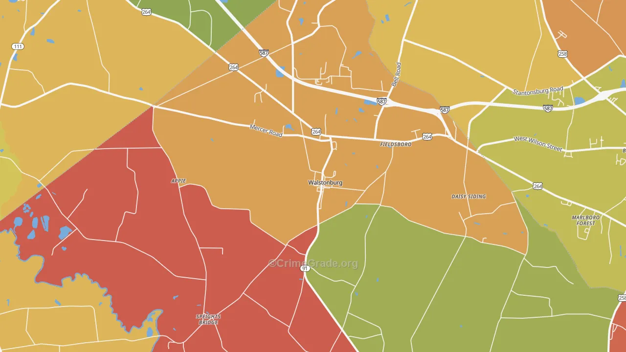 Walstonburg, NC Map of Assault Rates