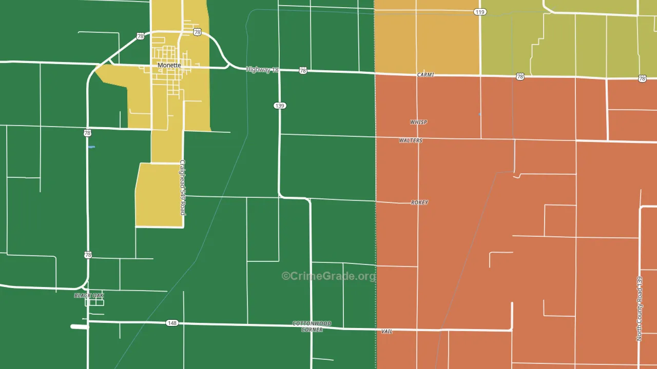 Walters, AR Map of Assault Rates