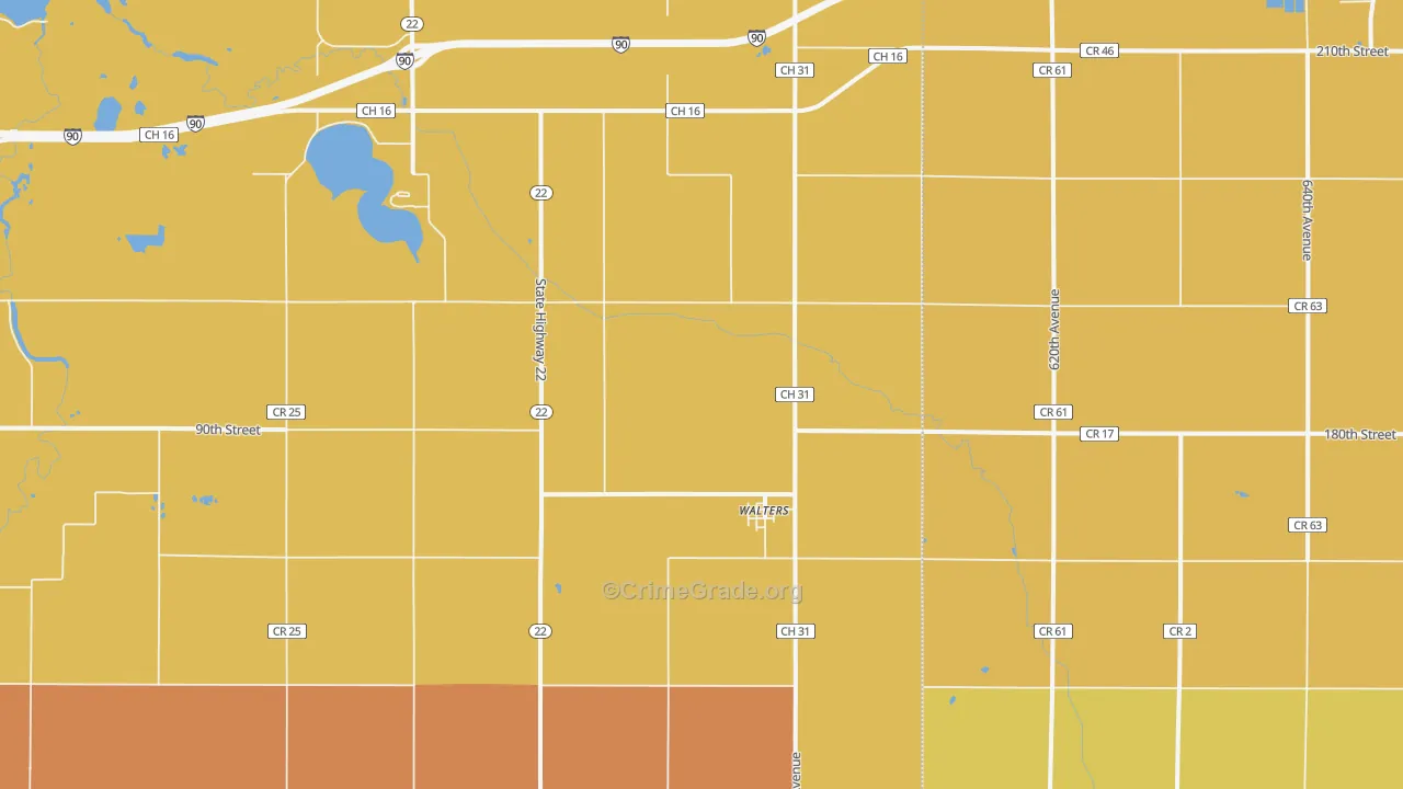 Walters, MN Map of Assault Rates