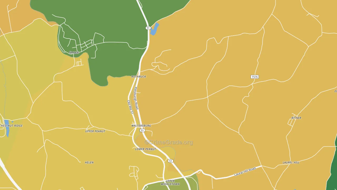 Waltersburg, PA Map of Assault Rates