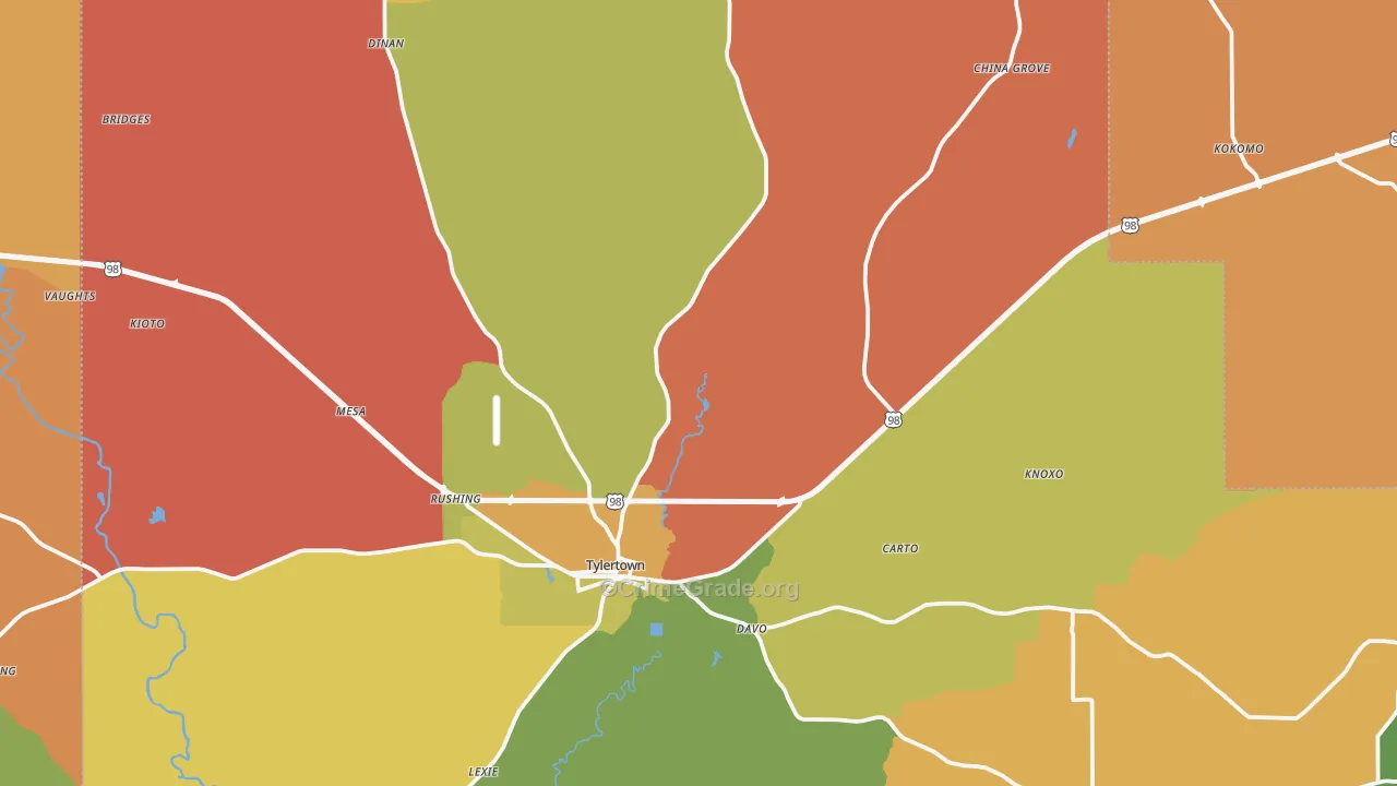 Walthall County, MS Map of Assault Rates