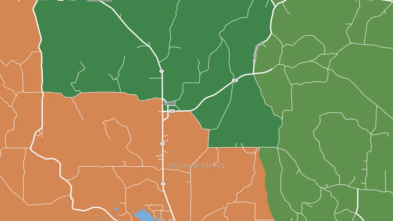 Walthall, MS Map of Assault Rates