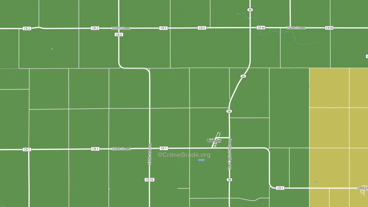 Waltham, MN Map of Assault Rates