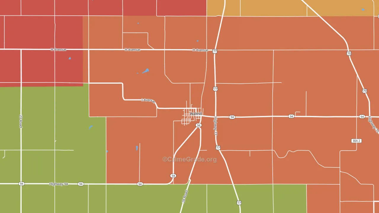 Walthill, NE Map of Assault Rates