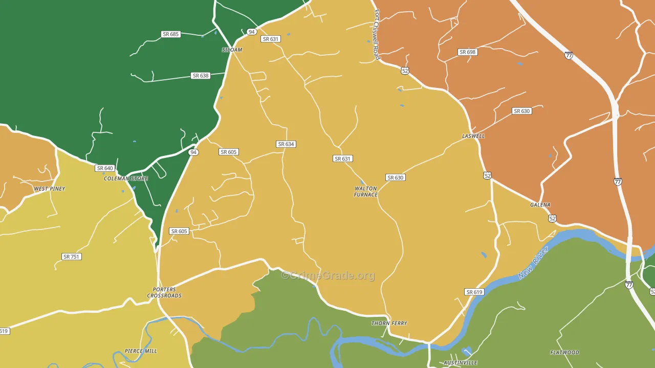 Walton Furnace, VA Map of Assault Rates