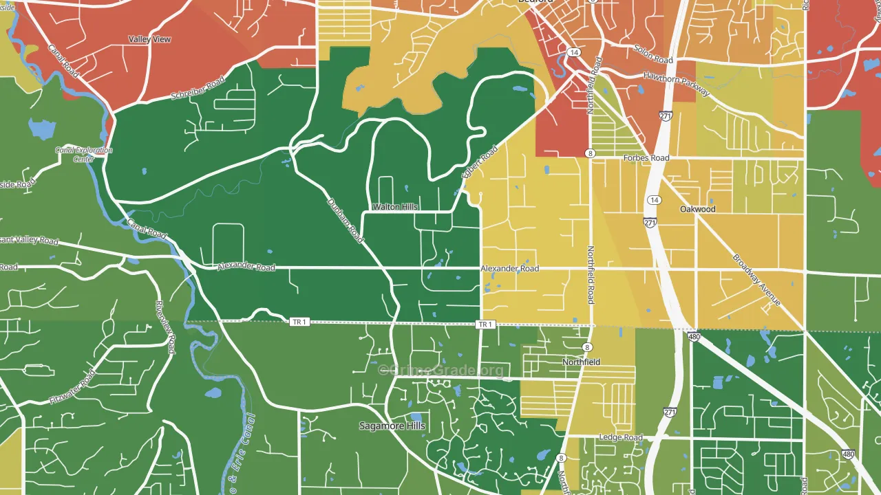 Walton Hills, OH Map of Assault Rates