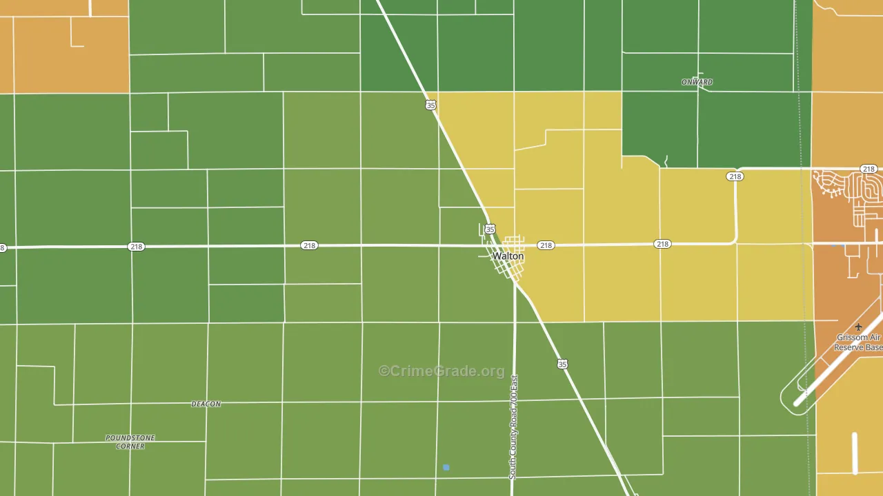Walton, IN Map of Assault Rates