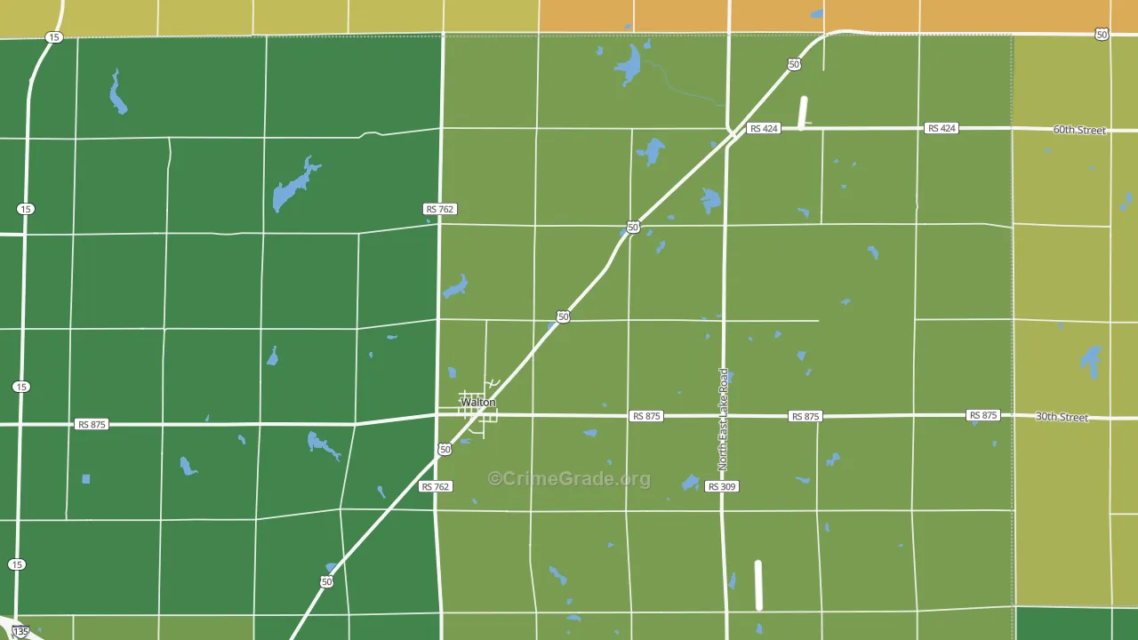 Walton, KS Map of Assault Rates