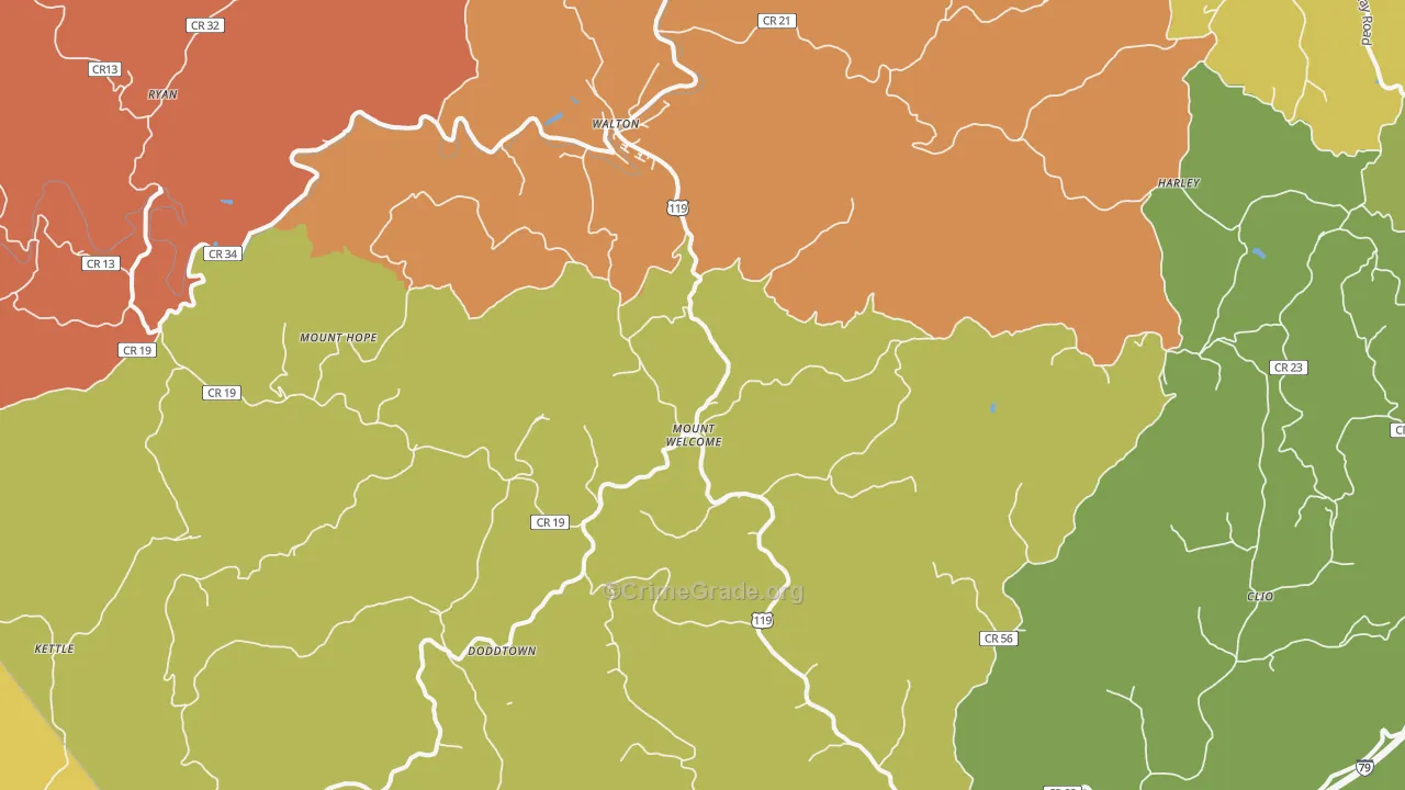 Walton, WV Map of Assault Rates