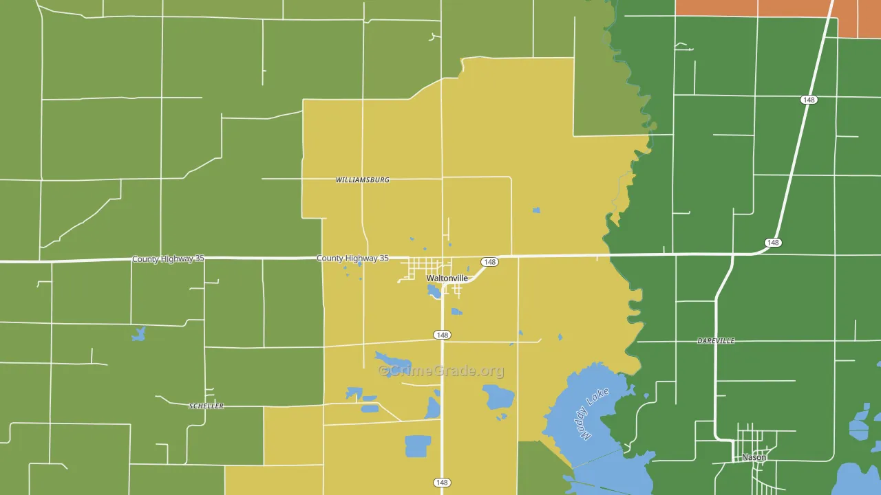 Waltonville, IL Map of Assault Rates
