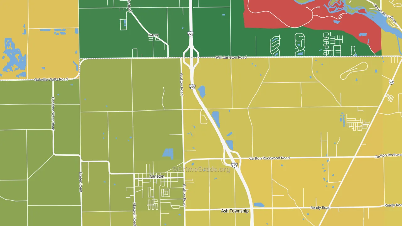 Waltz, MI Map of Assault Rates