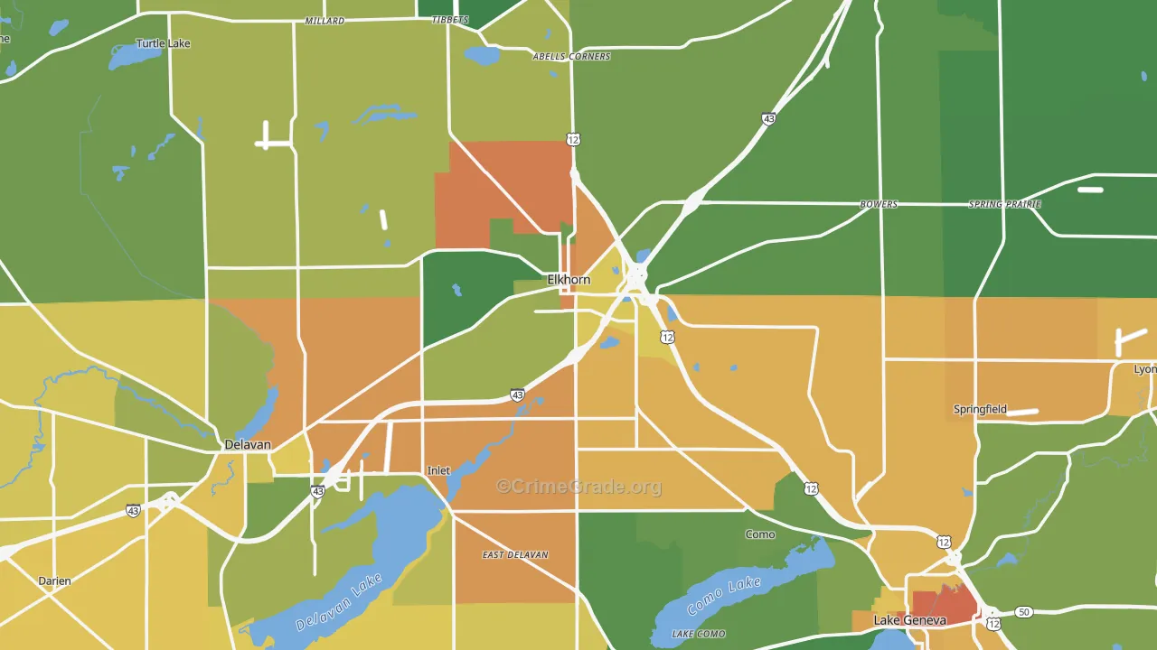 Walworth County, WI Map of Assault Rates