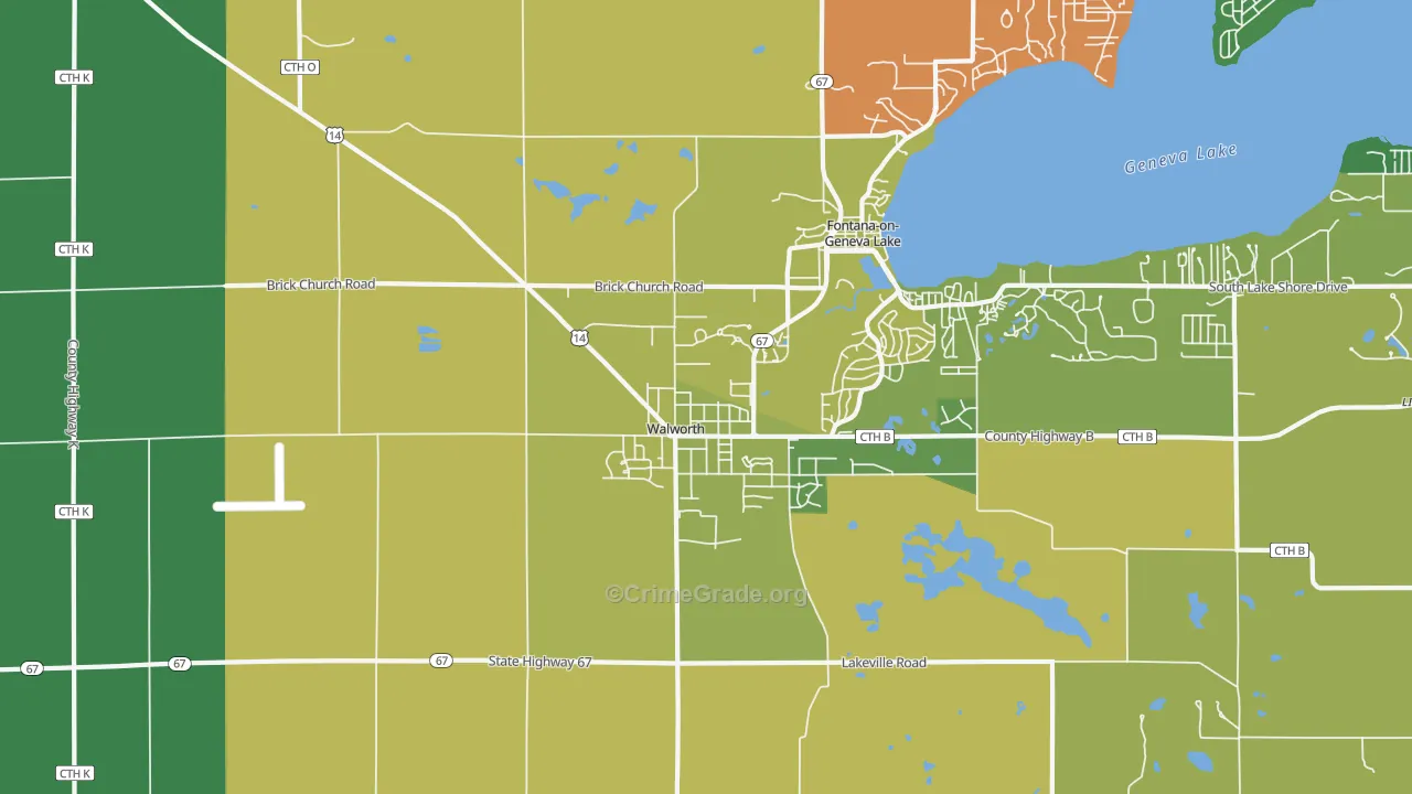 Walworth, WI Map of Assault Rates