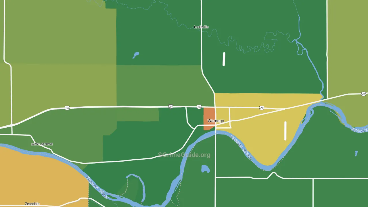 Wamego, KS Map of Assault Rates