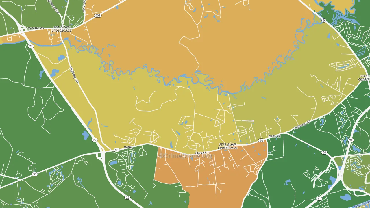 Wampee, SC Map of Assault Rates