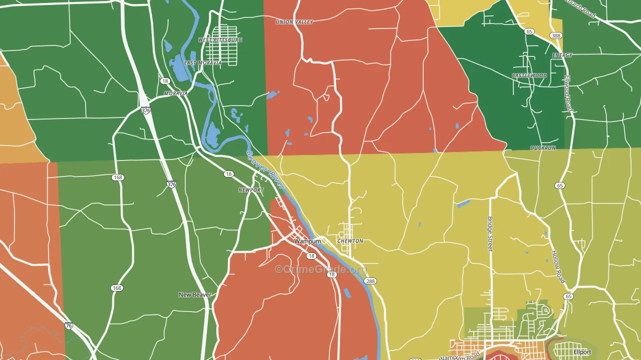 Wampum, PA Map of Assault Rates