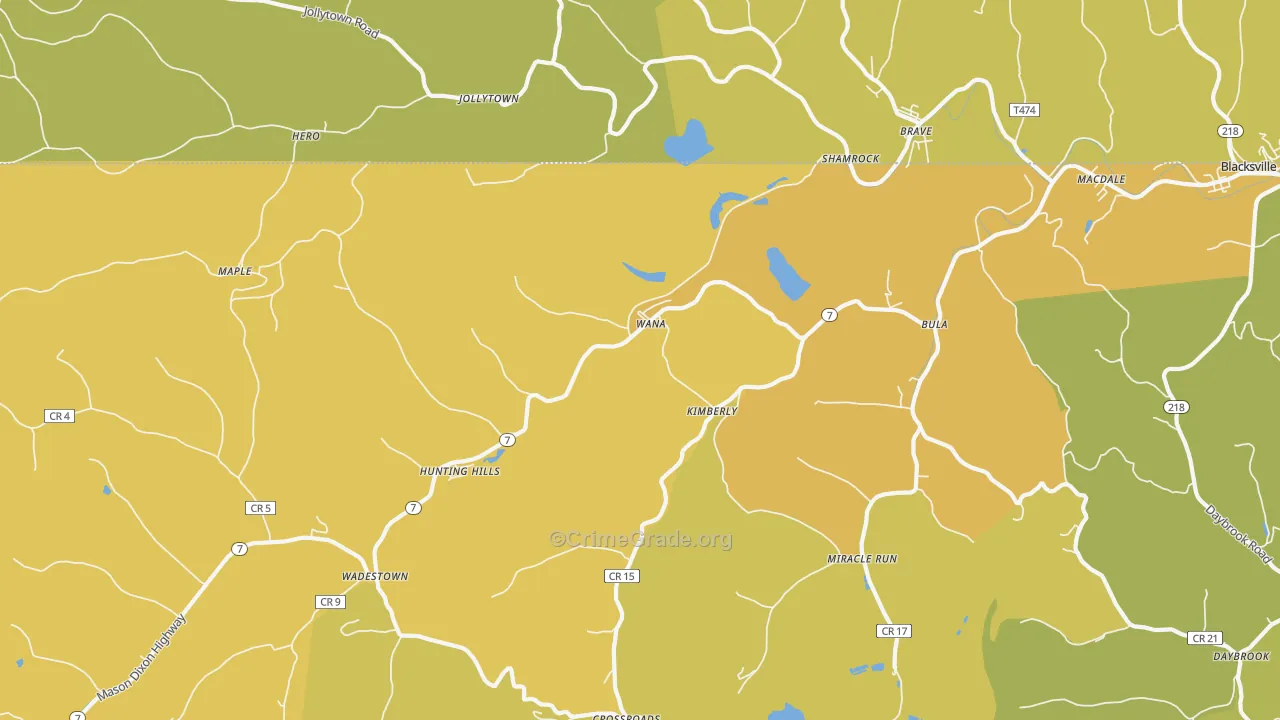 Wana, WV Map of Assault Rates