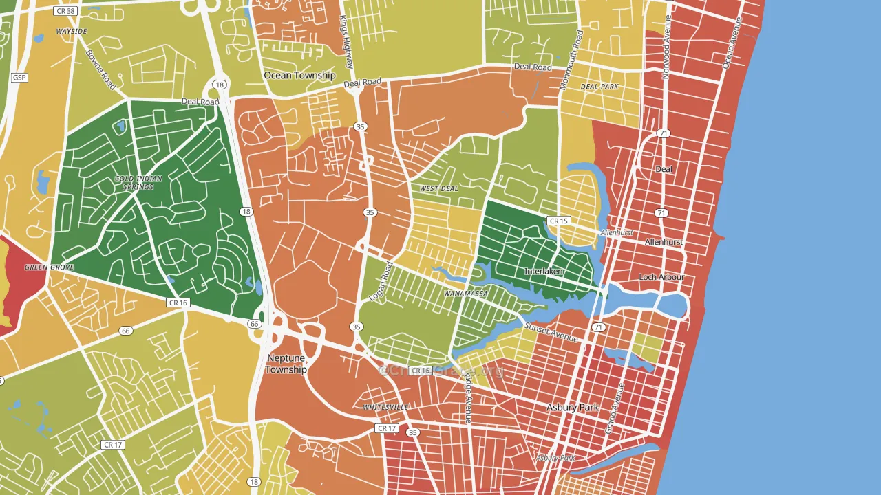 Wanamassa, NJ Map of Assault Rates