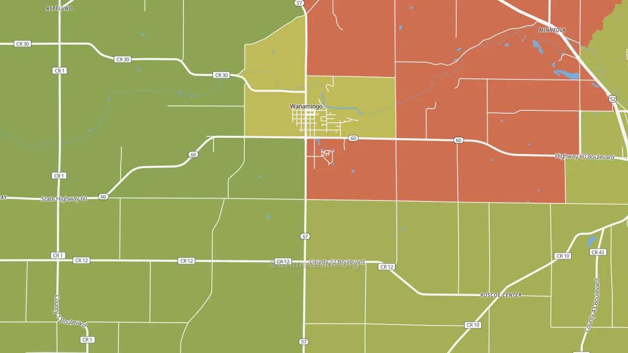 Wanamingo, MN Map of Assault Rates