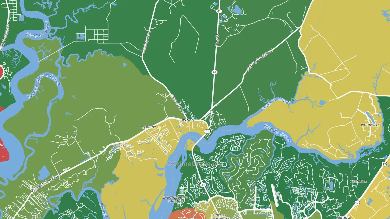 Wando, SC Map of Assault Rates