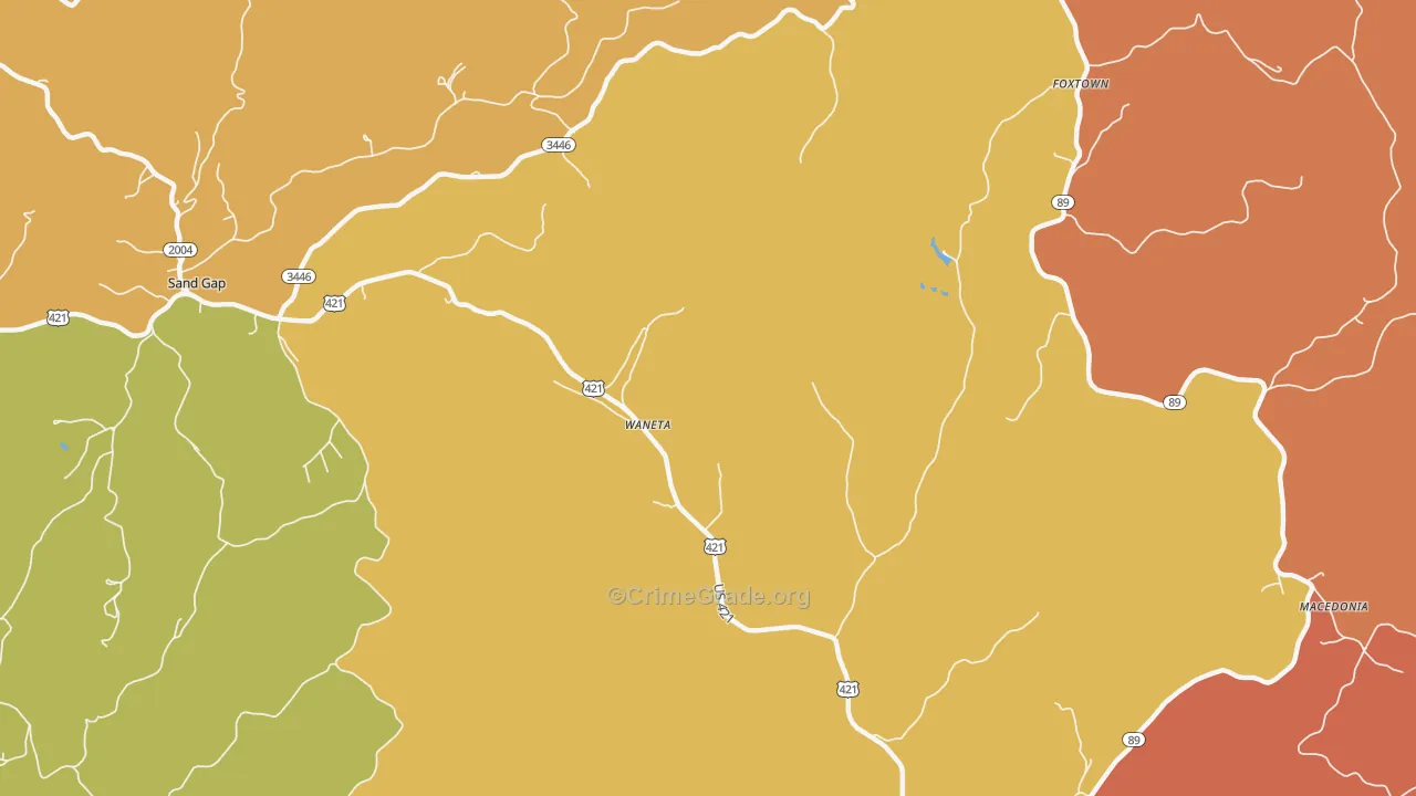 Waneta, KY Map of Assault Rates