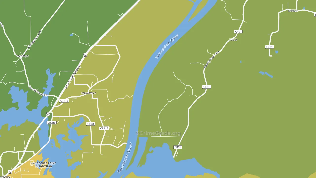 Wannville, AL Map of Assault Rates