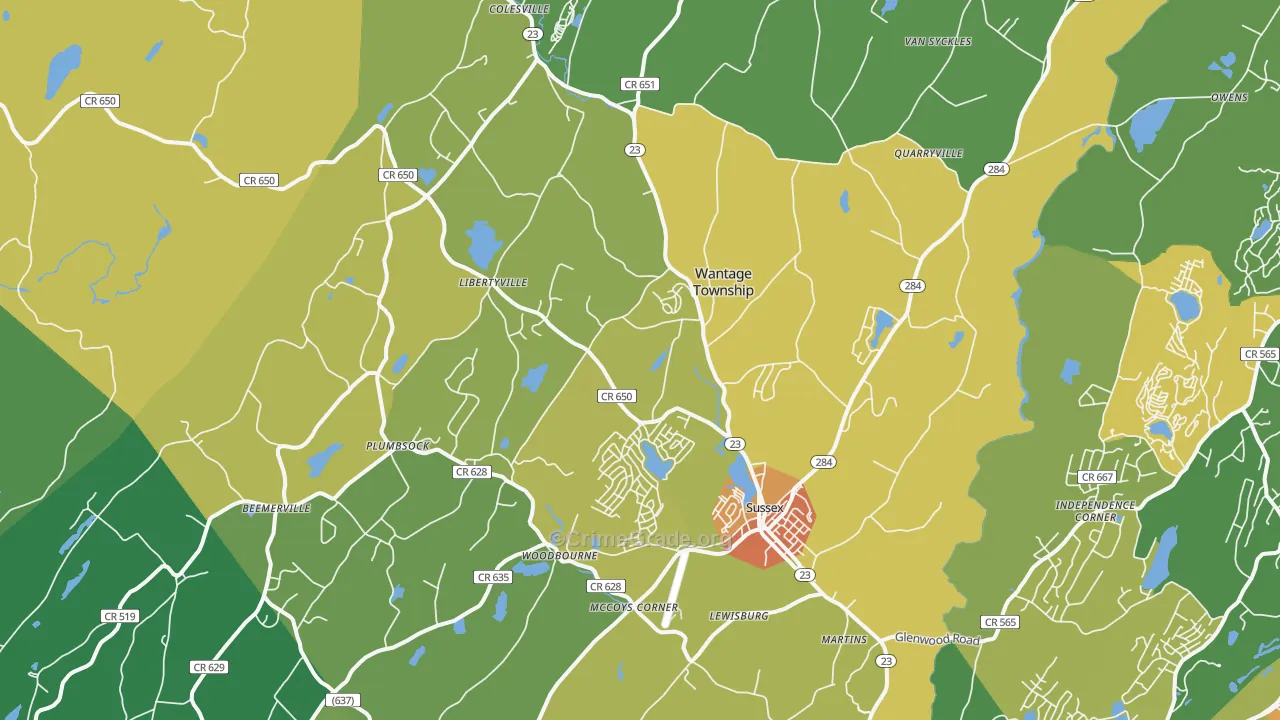 Wantage, NJ Map of Assault Rates