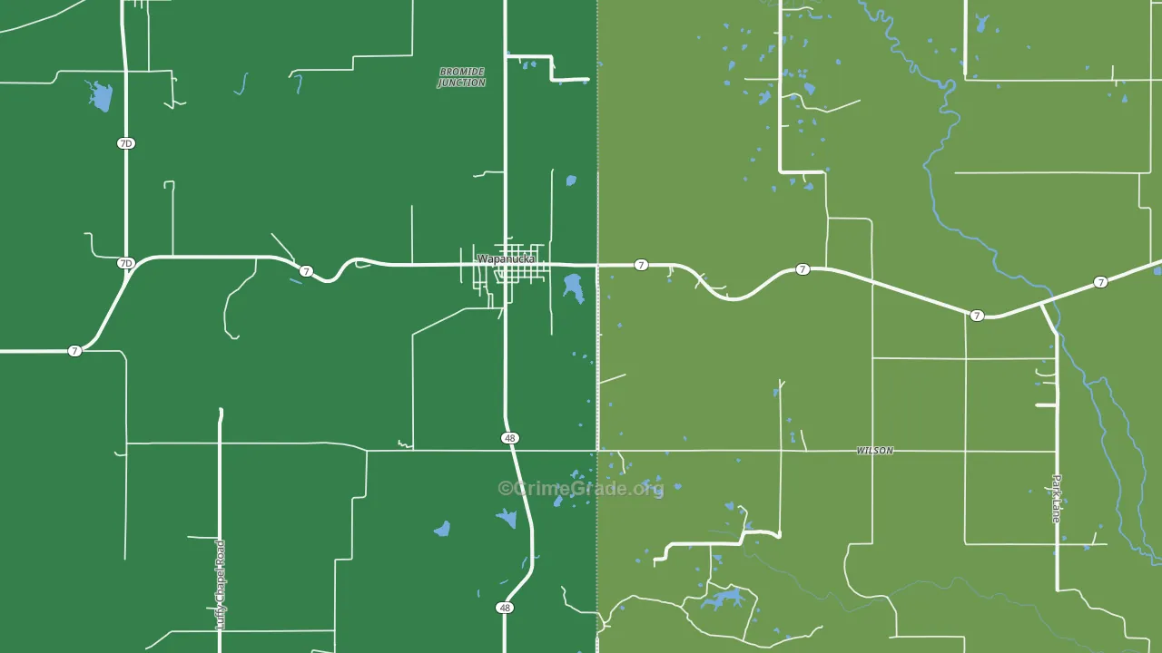 Wapanucka, OK Map of Assault Rates