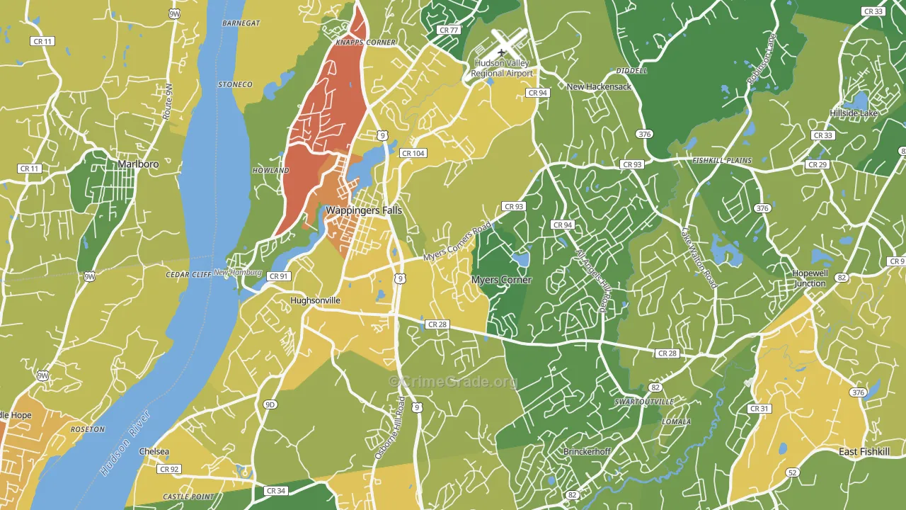 Wappingers Falls, NY Map of Assault Rates