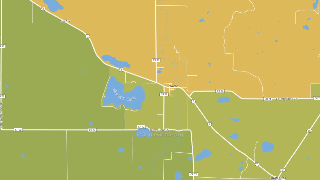 Warba, MN Map of Assault Rates