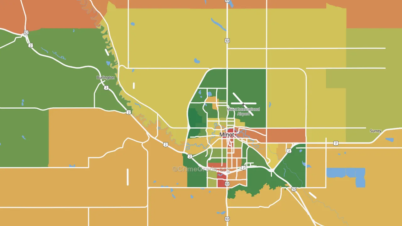 Ward County, ND Map of Assault Rates