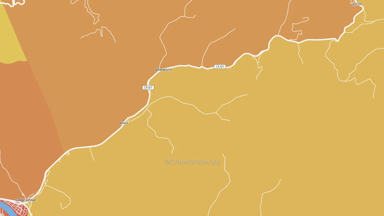 Ward, WV Map of Assault Rates