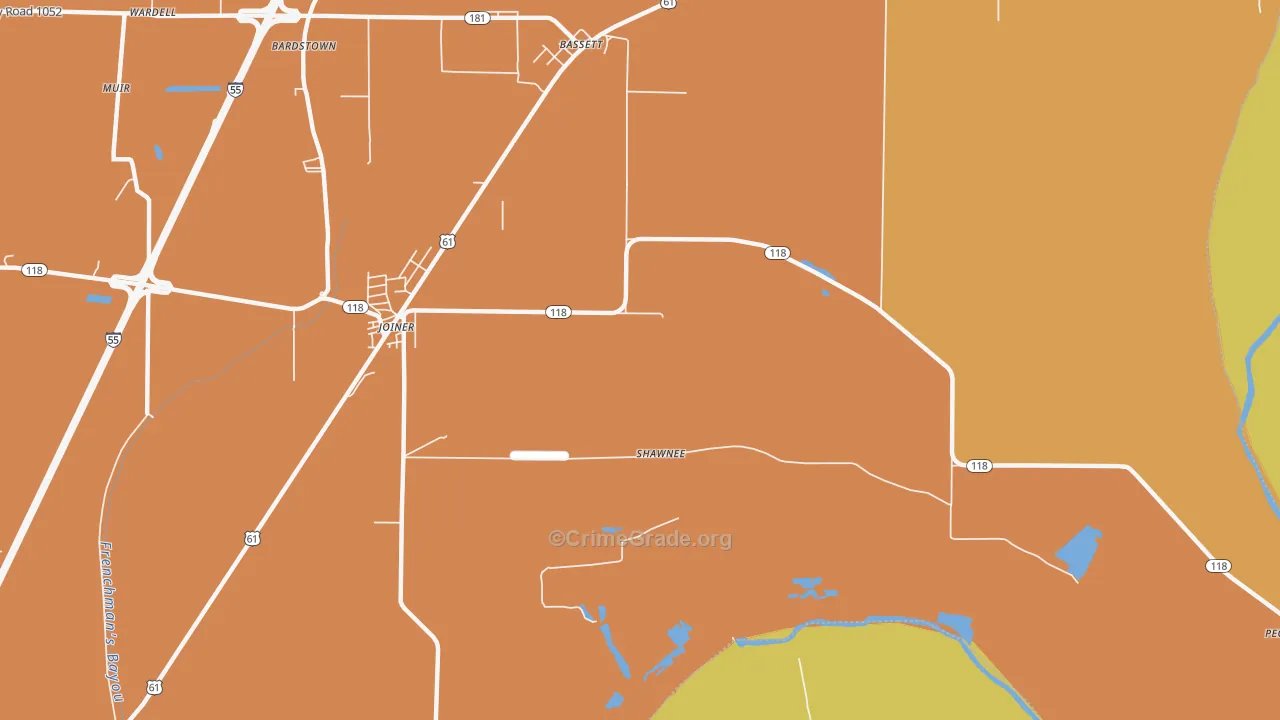 Wardell, AR Map of Assault Rates