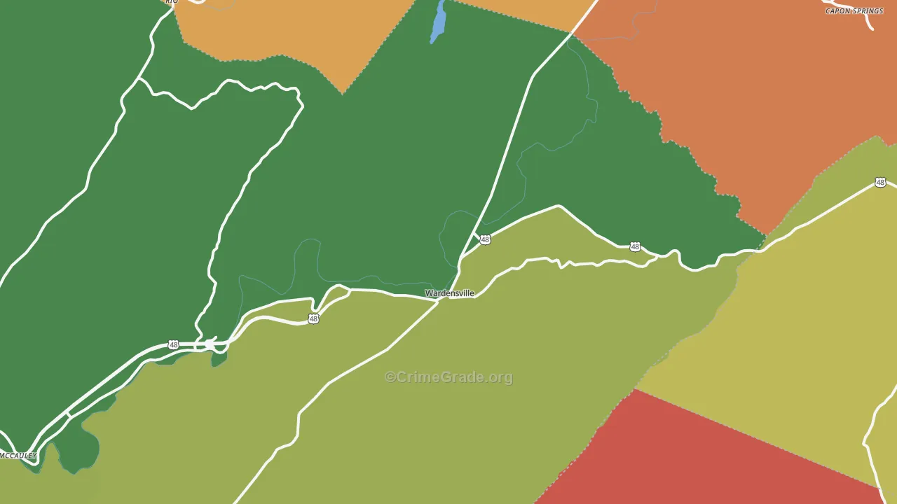 Wardensville, WV Map of Assault Rates